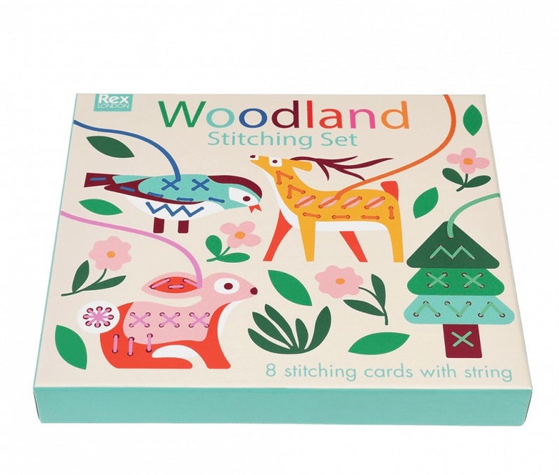 Stitching set woodland animals. Learn to stitch cardboard kit for kids. Craft kit. Great gift. Kids crafts. Threading. Sewing. Hobby. bild 2