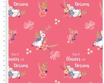 Peter Rabbit Flowers & Dreams fabric. Licensed fabric. Official. Rabbit fabric. Craft Cotton Co. Kids. Sewing. Crafts. By the metre. Cotton.