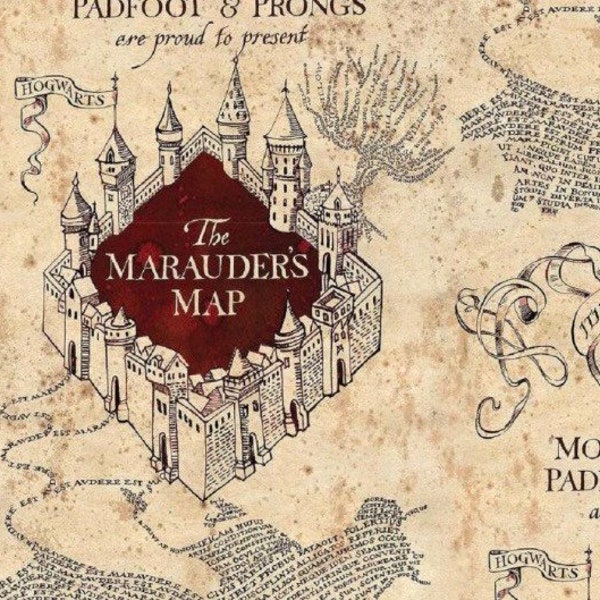 Harry Potter fabric.Official Harry Potter fabric. Marauders Map fabric. Marauders Map.Harry Potter.Cotton fabric.Hogwarts.Licensed.Camelot.