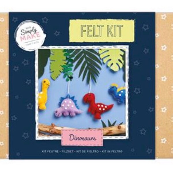 Simply Make felt sewing kit dinosaurs. Sewing. Craft kit. Easy kit. Make your own. DIY. Great gift.Beginners. Hobby. Fabric craft.