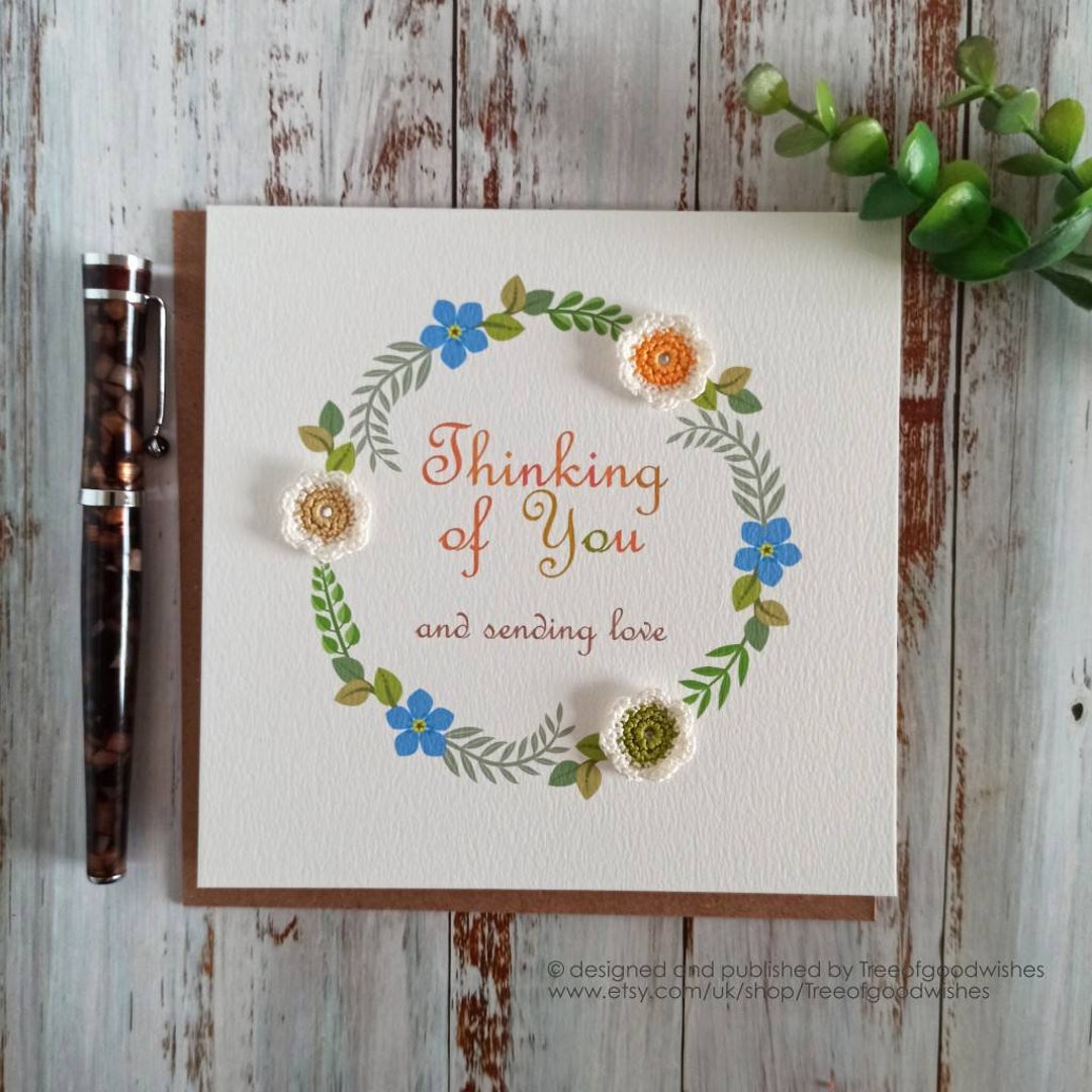 Handmade Thinking of You Card: Crocheted Flower Sympathy Card - Etsy UK