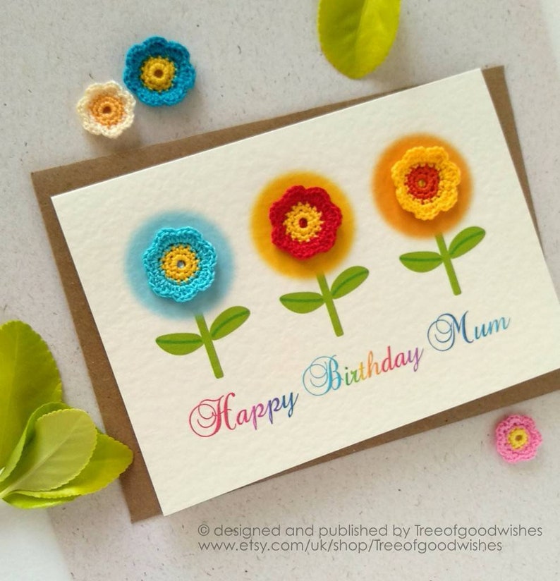 Mum Birthday Card Handmade Birthday Card Mum Crochet Etsy UK