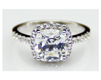 2.4CT Round Cut Sim Diamond Sterling halo Engagement Ring White/Rose Bridal band 