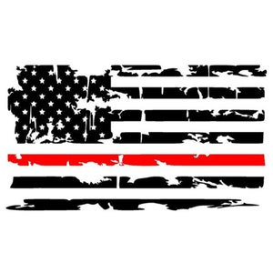 Red Line American Flag Decal- American Flag Thin Red Line- Firefighter Vinyl Decal Sticker- Thin Red Line Flag Decal- Thin Red Flag Decal