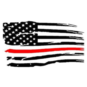 Red Line American Flag Decal- American Flag Thin Red Line- Firefighter Vinyl Decal Sticker- Thin Red Line Flag- Distressed American Flag