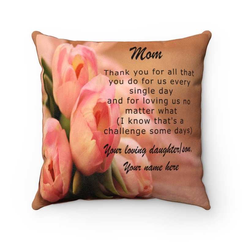 Faux Suede Square Pillow Mom Throw Pillow Custom Cushion Gift for Mom from Daughter or Son