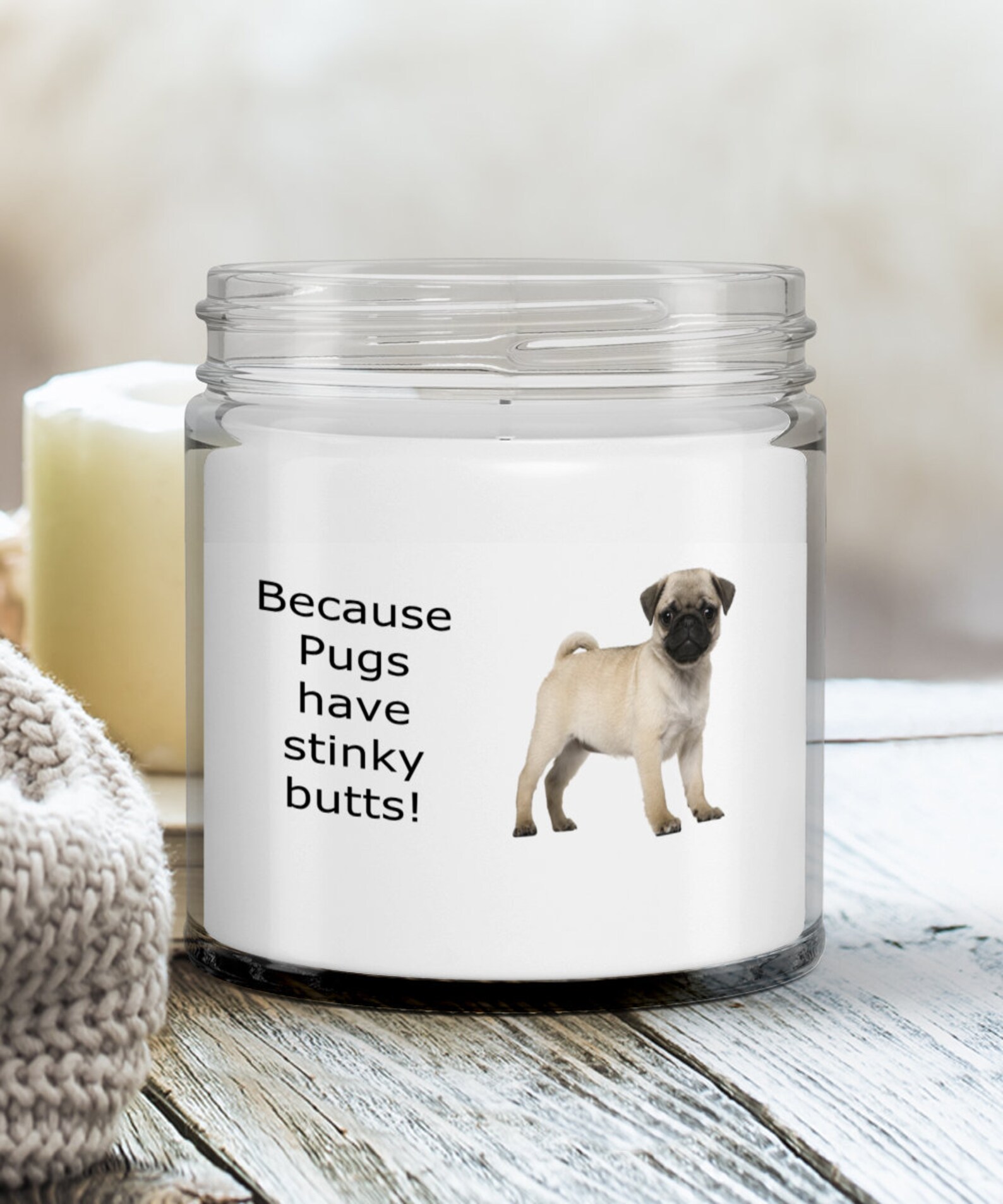 Pug candle dog breed candle stinky butt candle gift for dog Etsy