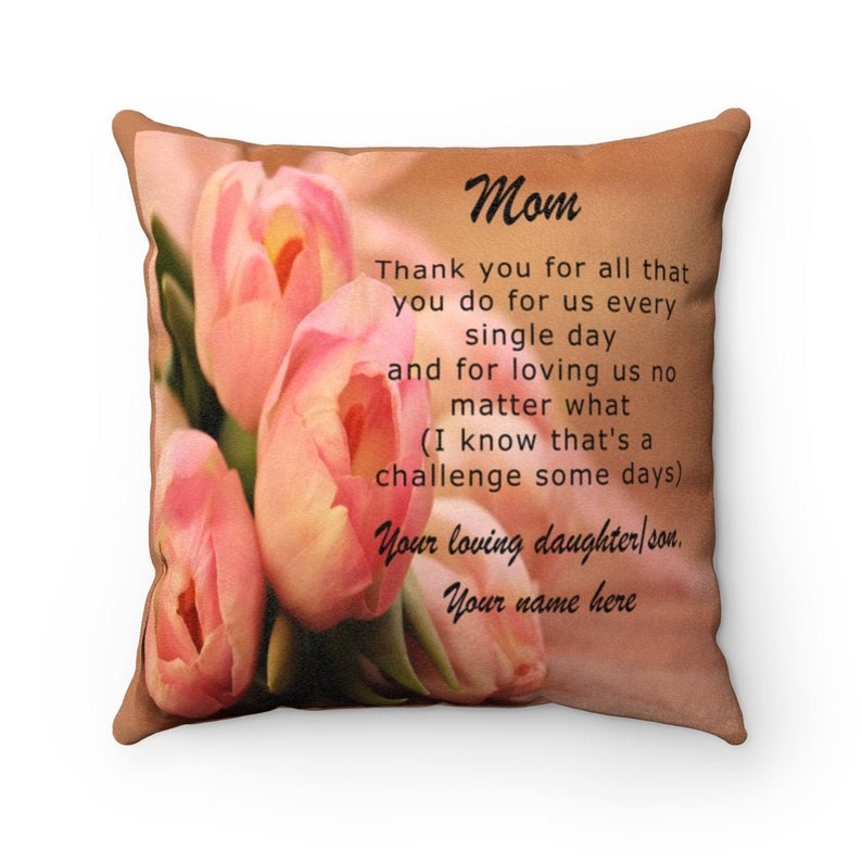 Faux Suede Square Pillow Mom Throw Pillow Custom Cushion Gift for Mom from Daughter or Son