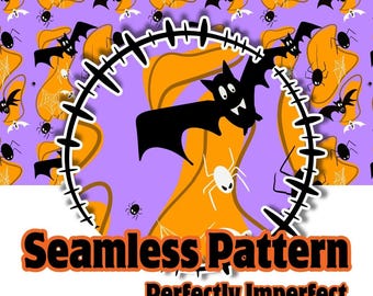 Carta digitale Wonky Bats: modello senza cuciture disegnato a mano (download PNG)