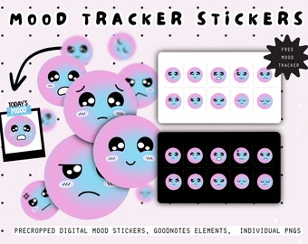 Digitale Mood Tracker Sticker für GoodNotes Digital Planner