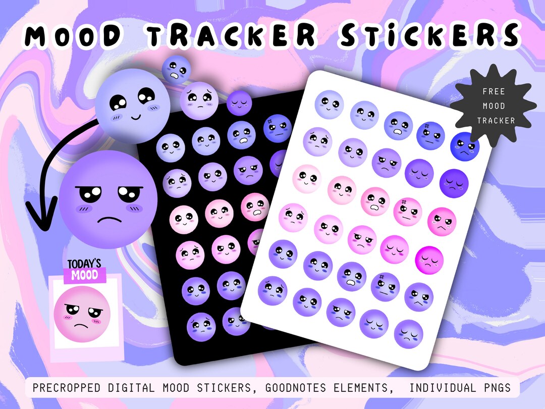 Digital Mood Tracker Stickers for Goodnotes Digital Planners 30 DIGITAL ...