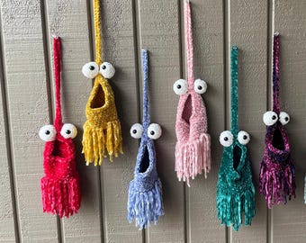 Crochet Yip Yip, crochet alien, YipYip car hanger, Alien car hanger