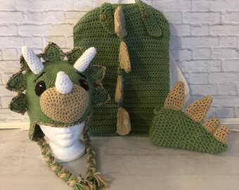 Prehistoric hat Dinosaur hat, dinosaur tail, dinosaur backpack cover attachment. Dino party dino birthday. Halloween costume Christmas gift