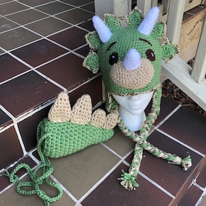 Prehistoric hat Triceratops hat Dinosaur hat with matching tail. Halloween costume dinosaur dino tail dino hat. Dinosaur Halloween Costume,