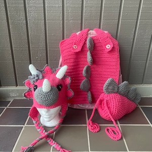 Dinosaur hat, Triceratops hat, Dinosaur backpack attachment, Triceratops Halloween costume, dinosaur tail, Halloween costume, Easter Gift