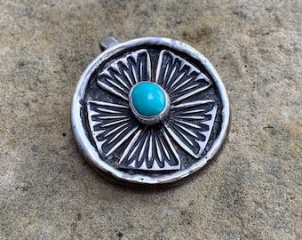 Sterling Silver and Kingman Turquoise Pendant, Sterling Silver Pendant, Turquoise Pendant, Kingman Turquoise, Sterling Pendant, Turquoise