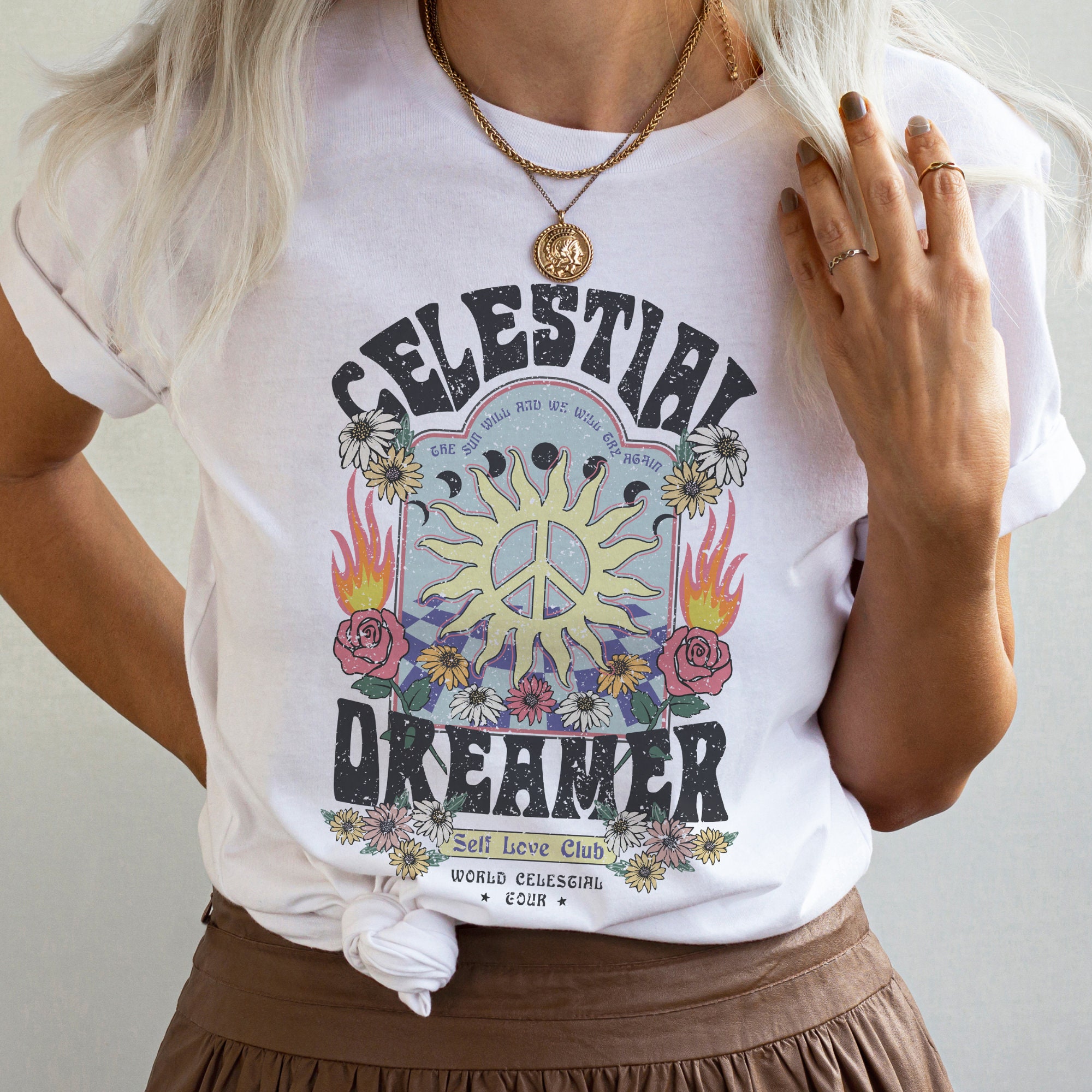 Boho Celestial Shirt Retro Mental Health Shirt Y2k Shirt Indie - Etsy