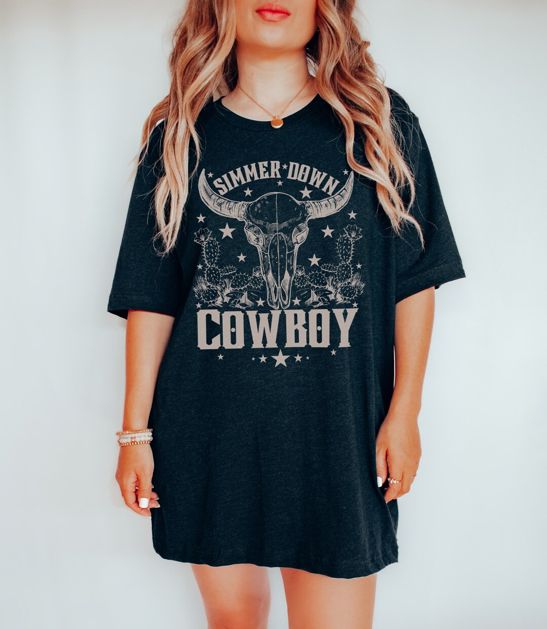Simmer Down Cowboy Shirt Cowgirl Shirt Western Graphic Tee Cow - Etsy