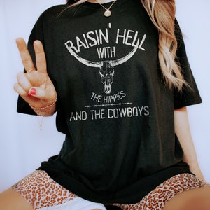 Raisin Hell With the Hippies Western Graphic Tee Comfort Colors Tshirt ...