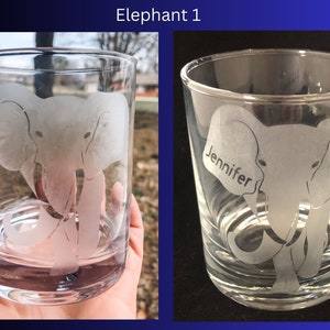Etched Elephant Whiskey Glass ~ Personalized Whiskey Glass