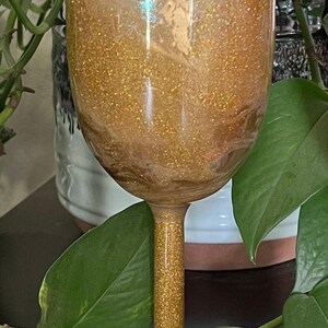 Personalized Stemmed Wine Tumbler: Insulated Custom Wine Cup Gold