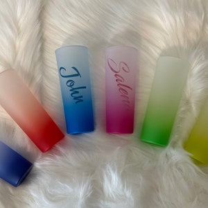 Personalized Frosted Shot Glasses: Custom Party Favors, Girls Trips Personalized Barware, Bridesmaid Gifts