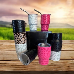 Mini Tumbler Leopard Print, Hot Pink Shot Glass, Black Leopard Print Mini Tumbler, Leopard Print Shot Glass Tumbler, Girls trip-Gift for Her