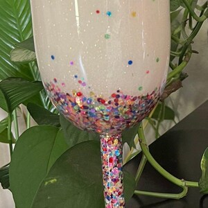 Personalized Stemmed Wine Tumbler: Insulated Custom Wine Cup Rainbow