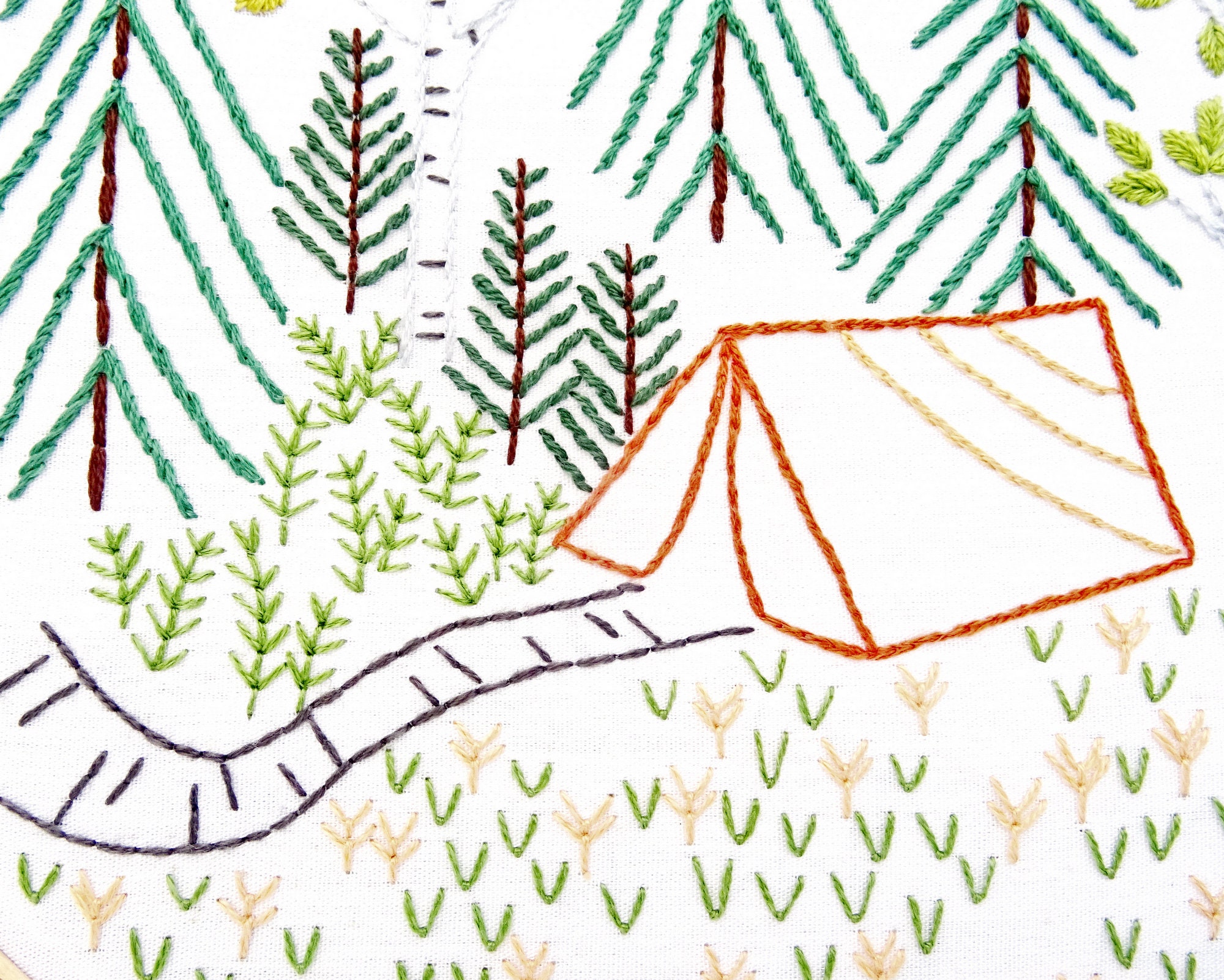 Camping Hand Embroidery Pattern Forest Embroidery PDF Etsy