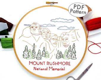 Mount Rushmore National Monument Handstickerei Anleitung - South Dakota Wand Kunst PDF Digitaler Download