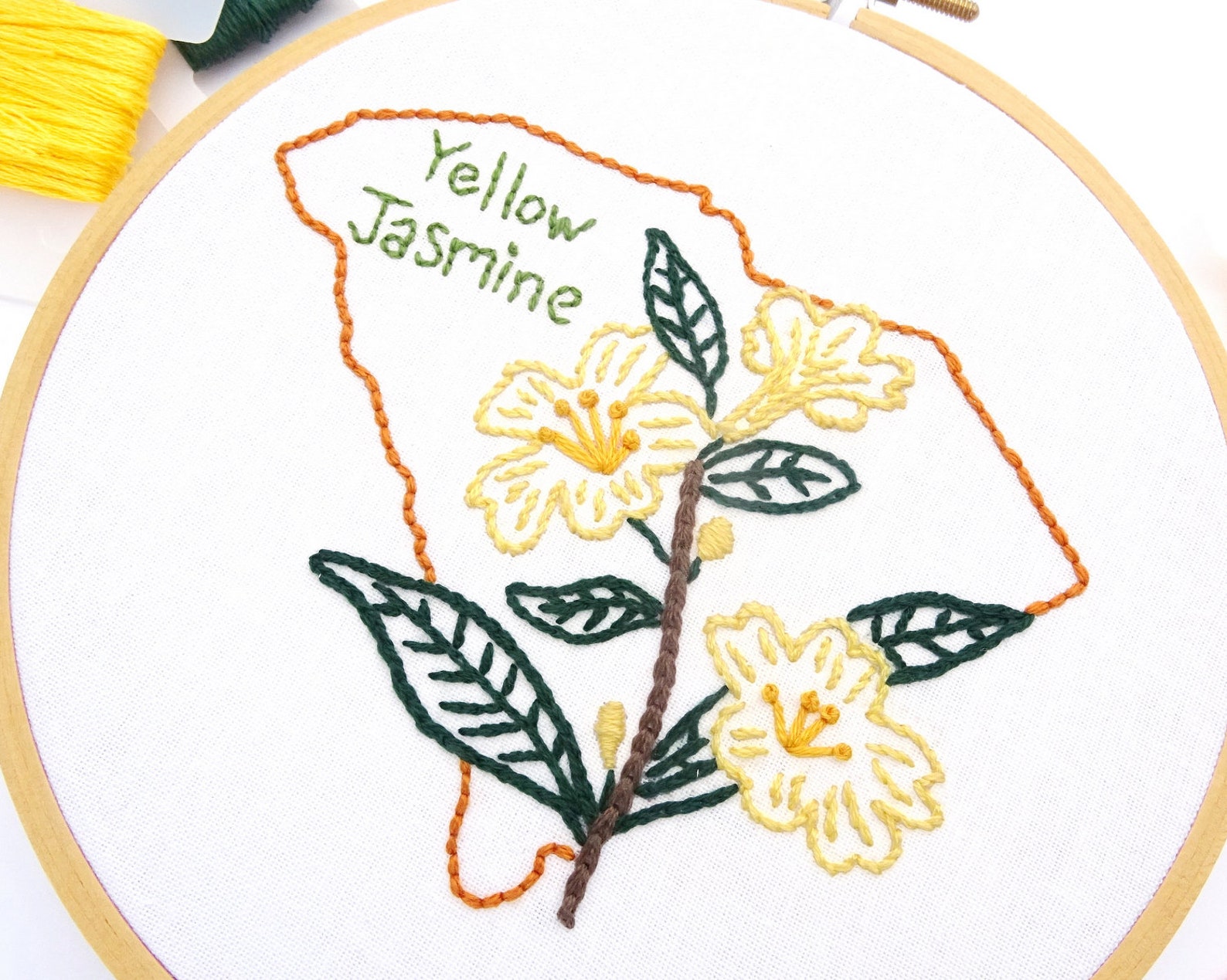 Jasmine Flower Hand Embroidery Pattern PDF South Carolina DIY Etsy