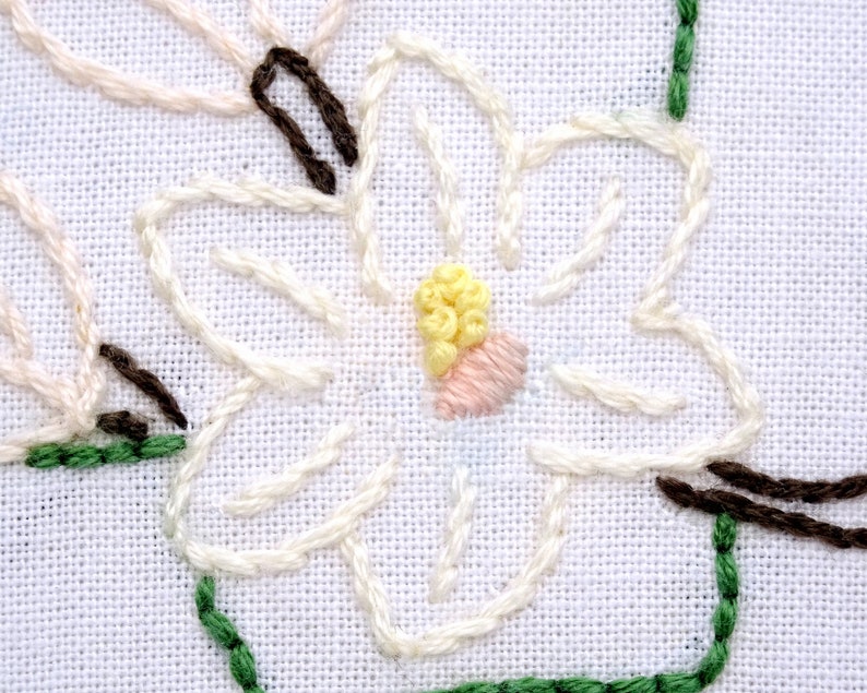 Magnolia Flower Hand Embroidery Pattern PDF Download | Etsy
