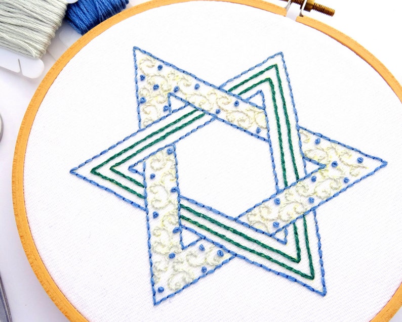 Menorah & Star of David Hand Embroidery Patterns, PDF Digital Download Hanukkah Gift image 5