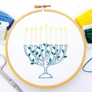 Menorah & Star of David Hand Embroidery Patterns, PDF Digital Download Hanukkah Gift image 2