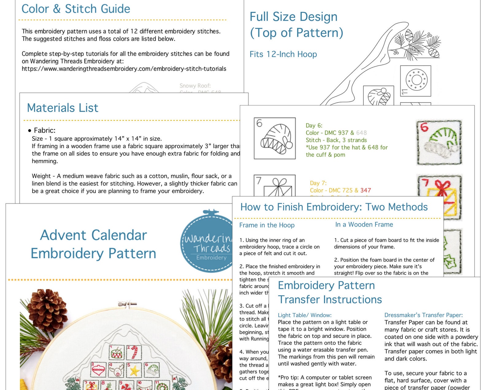 Advent Calendar Hand Embroidery Pattern Stitchaday DIY Etsy