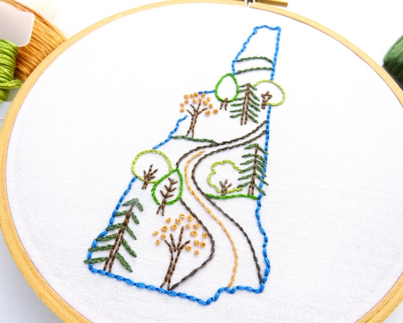 New Hampshire Embroidery Pattern PDF Hand Embroidery State Etsy