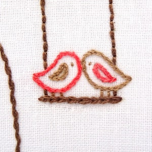 Love Birds Tree Hand Embroidery Pattern PDF Download, DIY Valentines Day Gift image 5