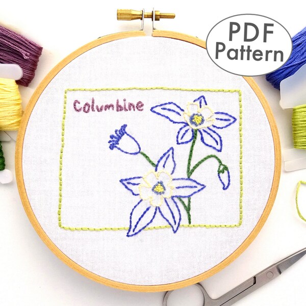 Columbine Hand Embroidery Pattern - Etsy