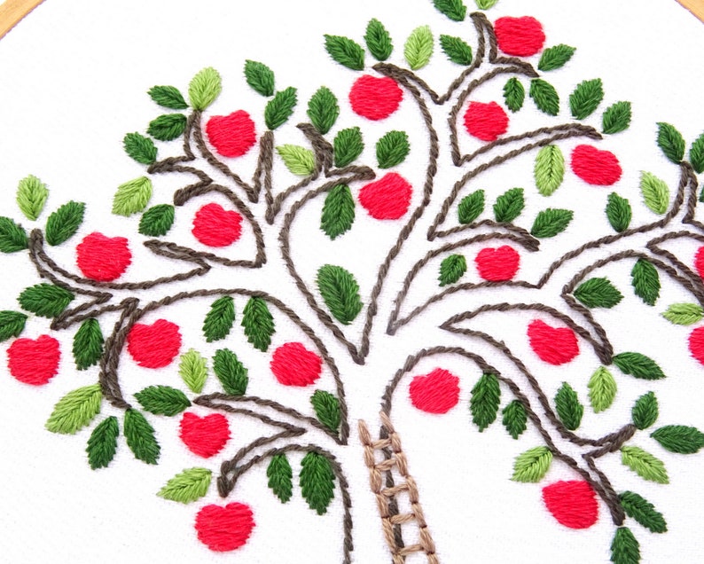 Apple Tree Hand Embroidery Pattern PDF Download, Autumn DIY Wall Art - Etsy