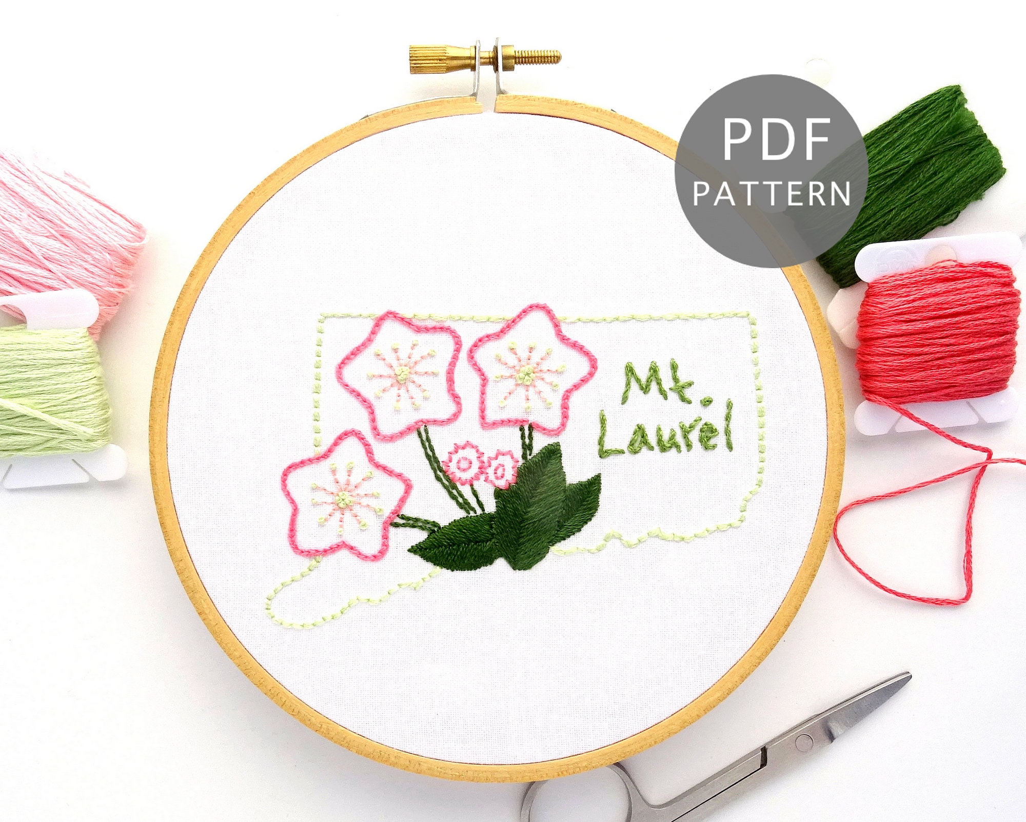 Mountain Laurel Hand Embroidery Pattern Connecticut Flower - Etsy Sweden