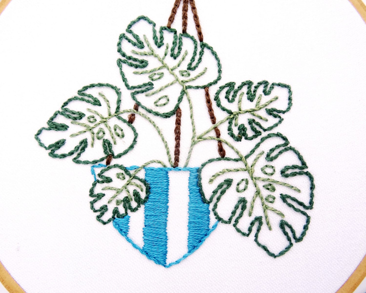 Hanging Plant Hand Embroidery Pattern With Ivy, Fern & Philodendron ...