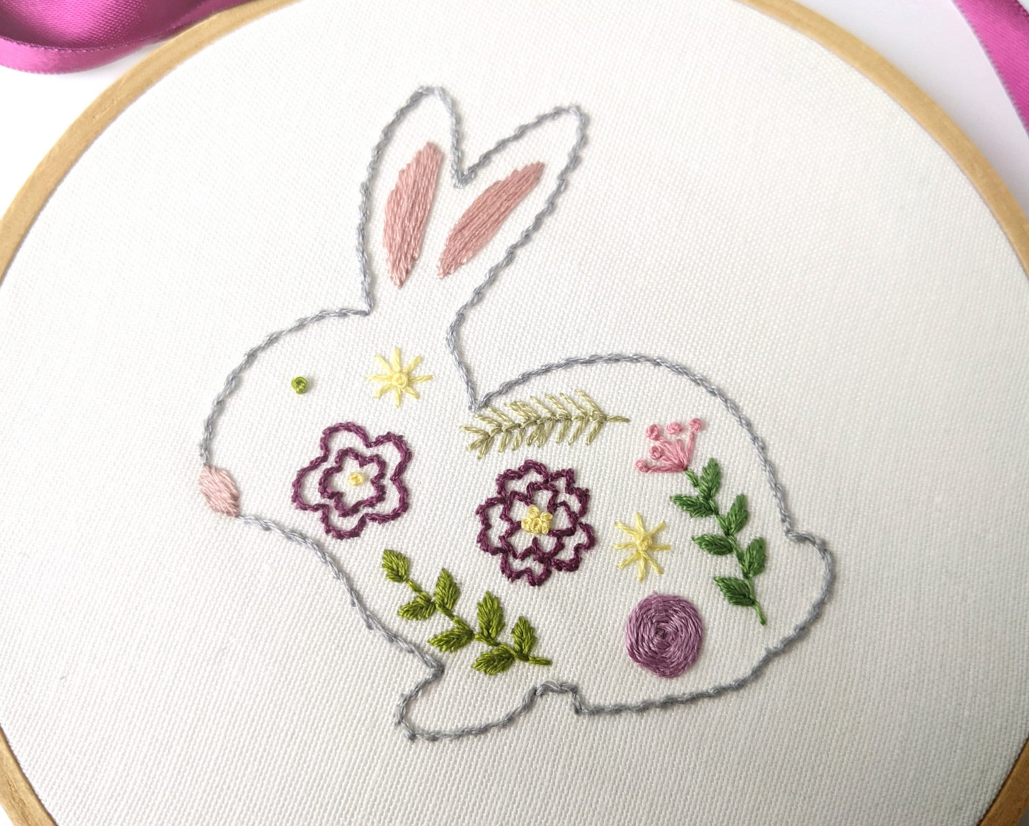 Easter Bunny Hand Embroidery Pattern & Floral DIY Gift - Etsy