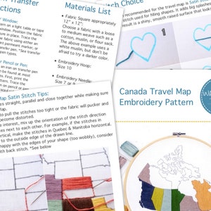 Canada Map Hand Embroidery Pattern PDF Digital Download Travel Tracker Map image 5