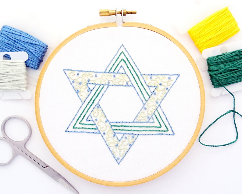 Menorah & Star of David Hand Embroidery Patterns, PDF Digital Download Hanukkah Gift image 4