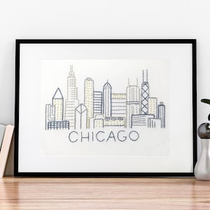 Chicago Hand Embroidery Pattern, Illinois City Skyline Design, PDF ...