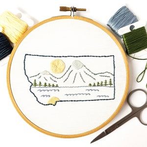 Montana Mountain Hand Embroidery Pattern PDF Download, Simple State Design
