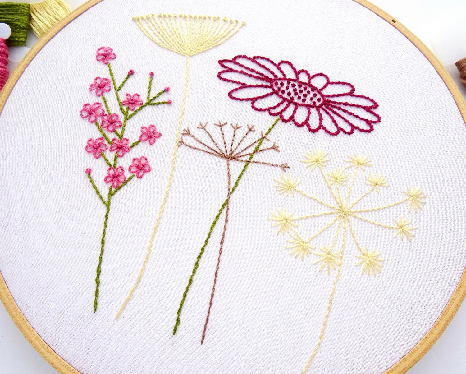 Wildflower Hand Embroidery Pattern PDF Digital Download, Summer Flower ...