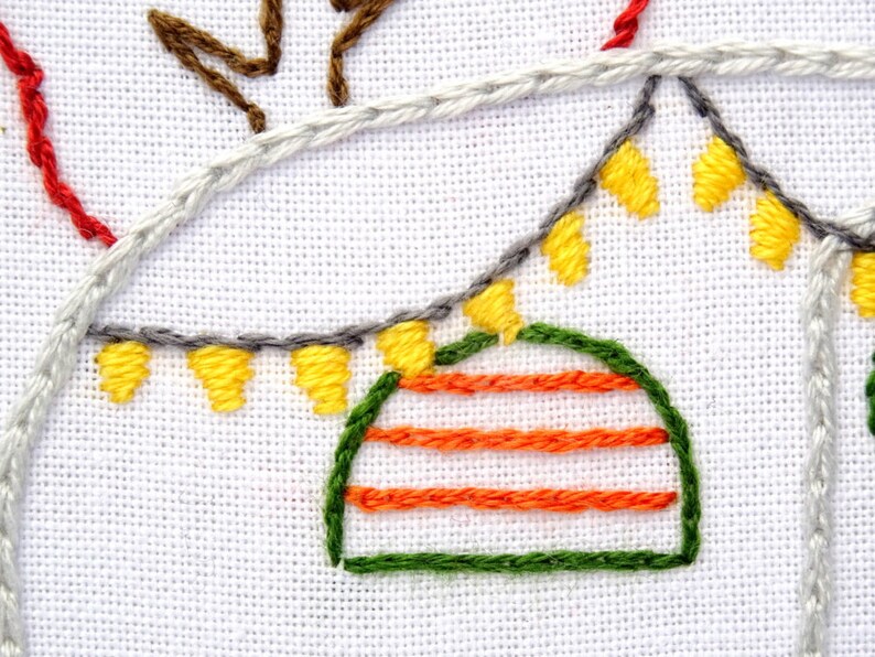 Vintage Trailer Hand Embroidery Pattern With Autumn Decor & Fall Leaves ...