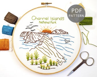 Channel Islands National Park Hand Embroidery Pattern PDF Download, Modern California Design, DIY Wall Art