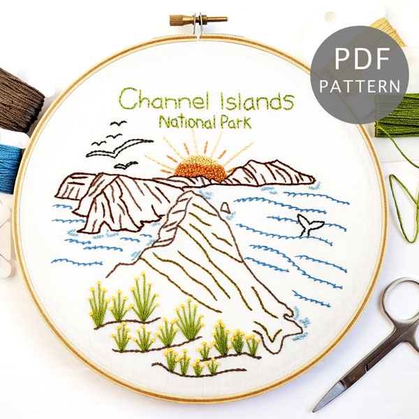 Channel Islands National Park Hand Embroidery Pattern PDF Download, Modern California Design, DIY Wall Art